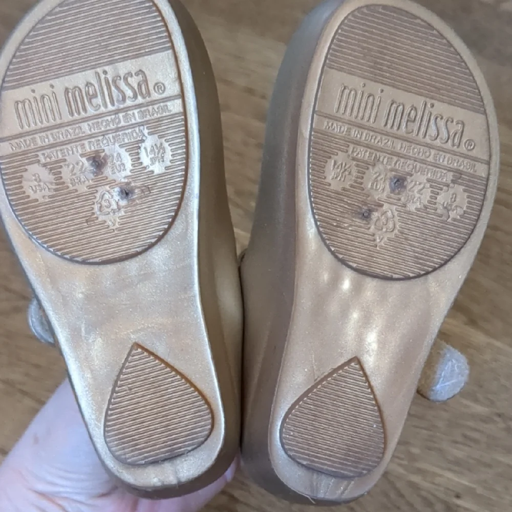 Mini Melissa Girls Gold Bambi Mary Jane Jelly Shoes
